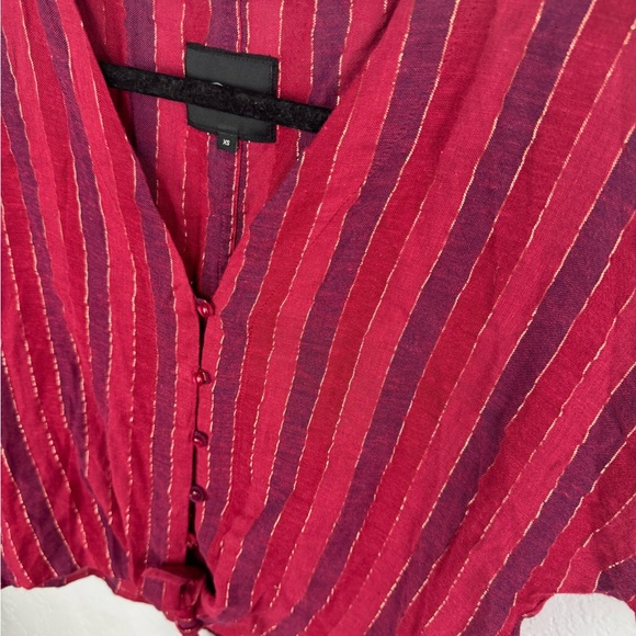 Rails Thea Rouge Stripe Red Metallic Tie Front Crop Top XS - Picture 4 of 11